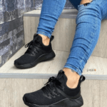 Tenis Lengua Negro Unisex Sin Marca
